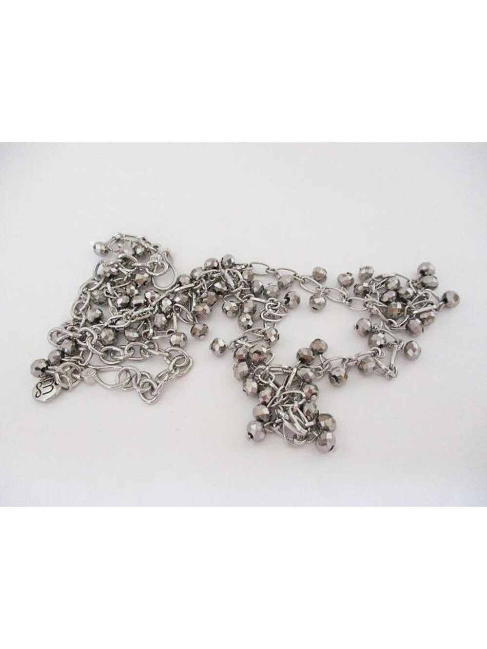 Mialisia Silvertone Necklace with Beads, 30" plus 6" Extender